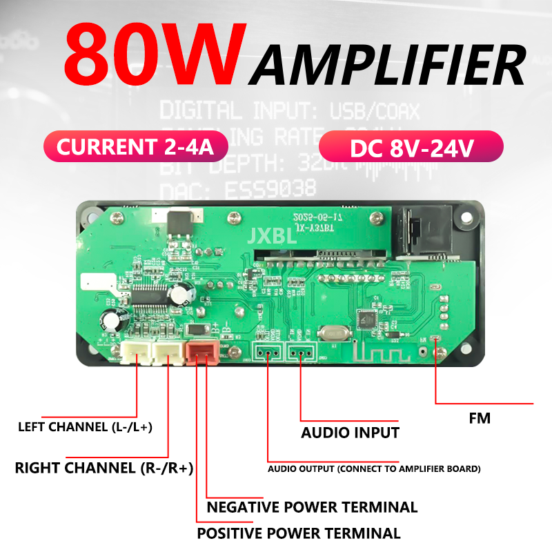 80W 블루투스 5.0 MP3 디코더 보드 2x40W  - Audio Music Play 리뷰 및 가격