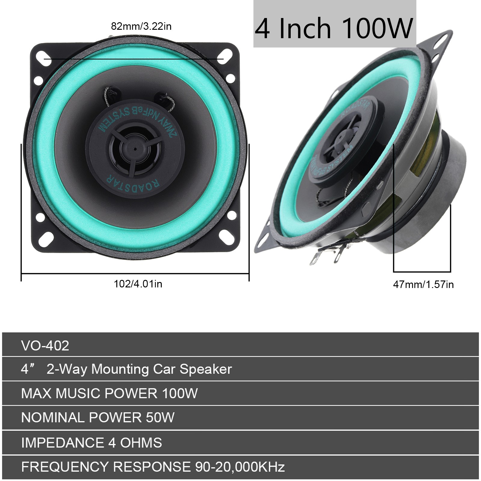 4 인치/5 인치 100W 자동차 HiFi 동축 스피커 - Audio Universal Music 리뷰 및 가격